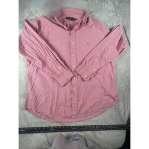 RALPH LAUREN Custom Fit Red And White Gingham Button Down Shirt  Size XXL